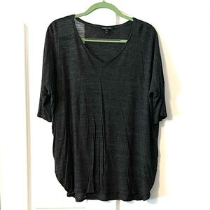 Eileen Fisher Top Gray Short Sleeve V-Neck Tee